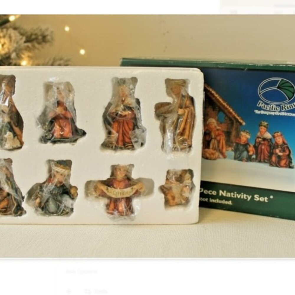 Vintage Children’s Nativity Set 8 Pc 4” Figurines Pacific Rim w/ Box Christmas